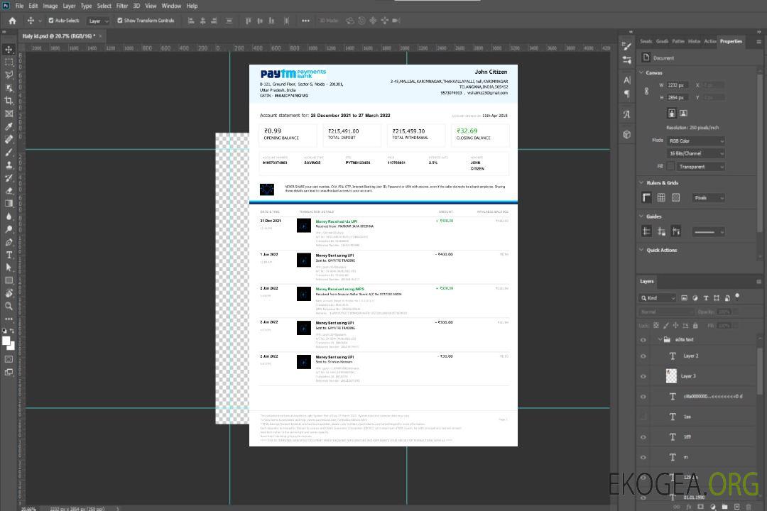 Modèle Word et PDF de relevé bancaire India Paytm Payments, 2 pages template Modèle Word et PDF de relevé bancaire India Paytm Payments, 2 pages template